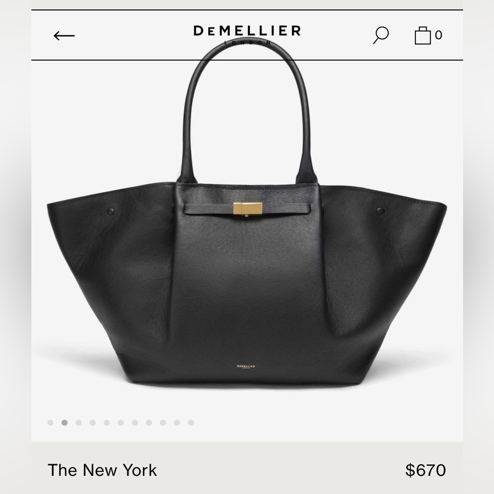 DeMillier London “The New York” tote. Black Small Grain Leather
